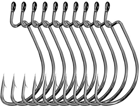 guiling-1986 Angelhaken 10 Teile/los Angeln Weiche Haken High Carbon Stahl Breite Super Lock Angelhaken Locken Softjerk Haken 6#-5/0 Angelgerät Angelzubehör(Size 4)