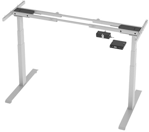 bümö höhenverstellbarer Schreibtisch Gestell, Lite in Silber, elektrisch höhenverstellbar mit Memory-Steuerung - Schreibtischgestell für Bürotisch höhenverstellbar