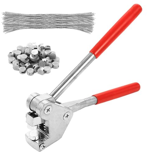 Plombenzange Set 165mm mit 60 Plomben und Bleidraht für Stromzähler Gaszähler Wasserzähler | Robuste Metall-Kunststoff-Zange in Rot | Professionelles Abdichtwerkzeug mit Prägung