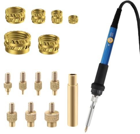 LUPATDY Gewindeeinsätze Set 130tlg. + 7 Lötspitzen für 3D-Druck, M2/M3/M4/M5/M6/M8 Einschraubmuffen aus Messing, Komplettset zum Einlöten in Kunststoffteile (3D-Druck Zubehör)