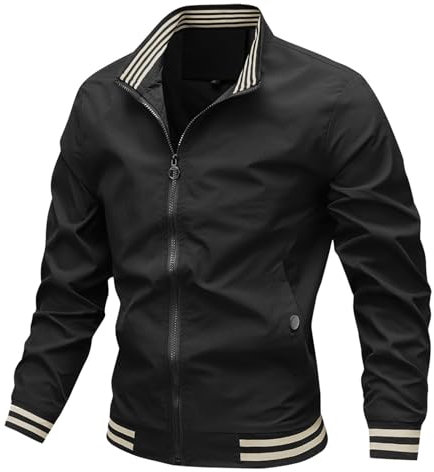 Giubbotto Uomo Primaverile, Bomber Uomo, Leggera Casual Primavera Estate Bomber Giubbino Sportiva Antivento Giubbotto con Cerniera Tasche Giacca Mezza Stagione Giacca da Uomo