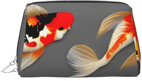 LMNUDS Neceser tradicional de carpas koi con puntos listos para viajar, organizador de maquillaje compacto para mujer, plateado, talla única