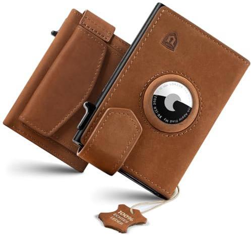 LORZOR AirTag Wallet mit XXL münzfach für 10+ Münzen, Geldbörse mit Magnetischer Verschluss, Slim Wallet mit Münzfach, TÜV Kartenetui RFID Schutz, Brieftasche Herren, Portemonnaie, AirTag Portmonee