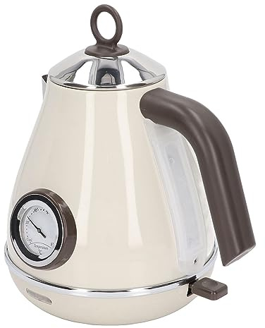 Hervidor Eléctrico Retro Eléctrico Hervidor de Agua Caliente Pintura Retro de Agua Eléctrica para Cocina Hirviendo Electrodoméstica Cocina (WHITE)