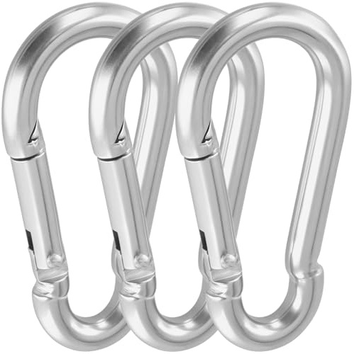 CHUIFAI 3 Stück M12 Karabinerhaken Groß, 12x140mm Große Karabiner Edelstahl, Schwerlast Karabiner mit Schnappverschluss für Camping, Schaukel Aufhängung, Tragfähigkeit 400 kg/881 lb