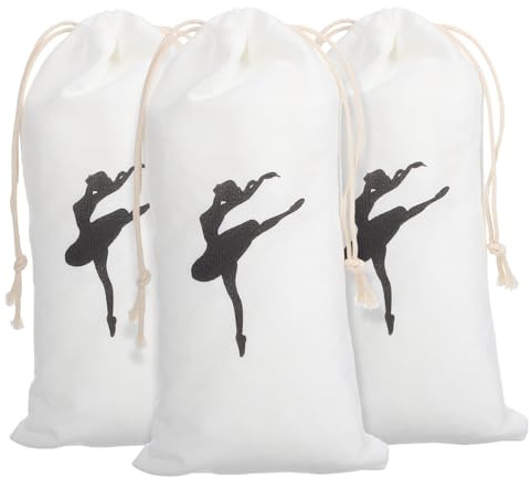 OSOLADY Ballettschuhtasche Aus Canvas Mit Kordelzug Waschbare Tanzschuh Organizer Tasche 3 Stück 13x27cm Aufbewahrungstasche Für Mädchen Tragetasche Für Ballettschuhe Und Zubehör