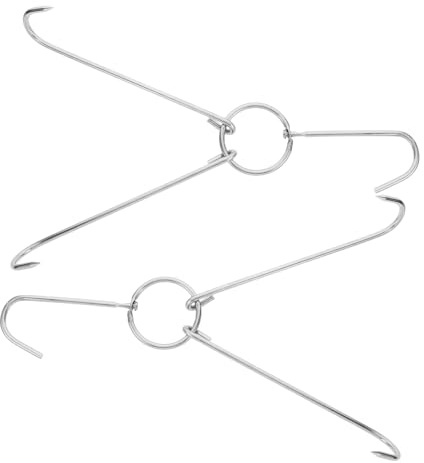 ULTECHNOVO Gancio per Carne in Acciaio Inox, 2 Pezzi, Doppio Gancio Grande per Grigliare e Affumicare, Presa Sicura per Carne, Portata 35 Kg