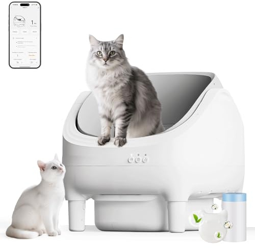 Devoko Katzenklo Selbstreinigend für Große Katzen bis 15kg - App-gesteuertes Elektrisches Katzenklo, Offen & Katzenfreundlich - Praktische Cat Litter Box mit 15-Tage-Kapazität, Leicht zu Reinigen