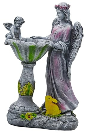 ZYMIADOU Fontana in resina solare che si illumina ornamento per interni ed esterni decorazioni da giardino figura ornamento bagno per uccelli decorazione interna ed esterna