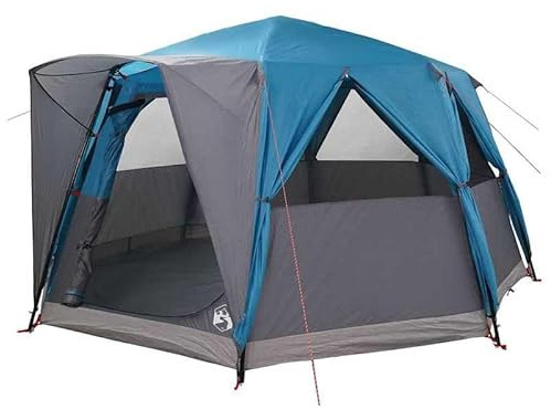 Carpa con marco de cenador con techo y almacenamiento, 425 x 396 x 222 cm, poliéster 185T con revestimiento de poliuretano, impermeable y duradero para jardín, camping y exterior