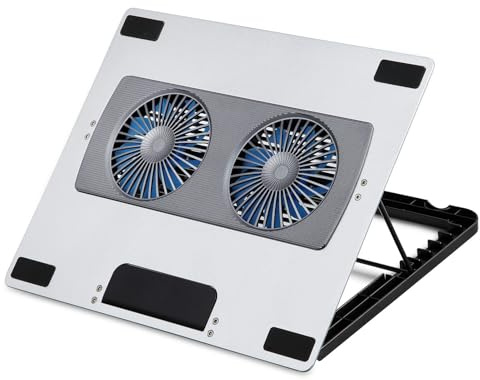 Zeizafa Pad Raffreddamento Portatile Pieghevole per Notebook 6 Livelli Regolazione Altezza Doppia Ventola Operazioni silenziose Superfici Metalliche Raffreddatori per Laptop Pieghevoli