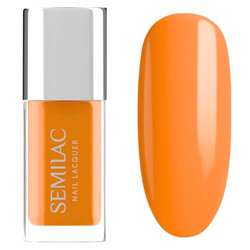 Semilac Esmalte de uñas 121 naranja neón, 9 ml, color naranja neón
