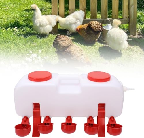 Cocoarm Abbeveratoio Automatico per Polli in Plastica, Distributore di Abbeveratoio per Pollame 46 X 15 X 18 Cm con Filtrazione a Flusso Automatico, Design Antiribaltamento per Uso in