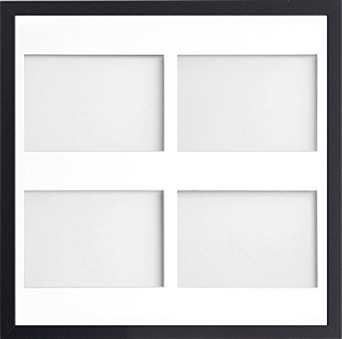 Allington Range 40x40-cm Black Picture Photo Frame with White 4-Aperture Mount for Image Size 7x5-inch (Landscape)