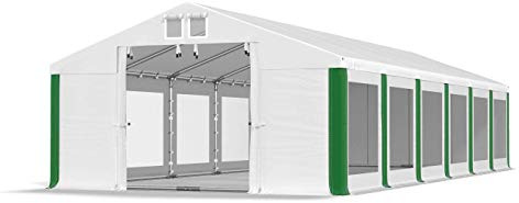 Das Company Tente de fête Blanc-Vert 6x12m Fenêtres Transparentes l'epreuve de l'eau 580 g/m2 PVC Construction Summer Floor Renforcement du Sol