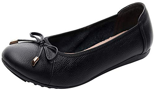 rismart Ballerinas Damen Schleifchen Faltbare Flache Pumps Elegante Leder Schuhe 35-41 EU