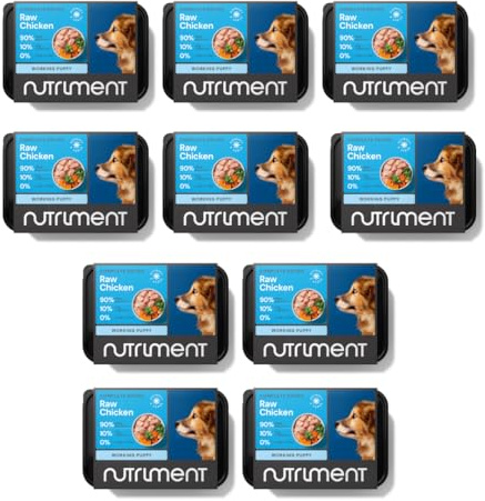NÄRINGSFÖRBÄTTRIERAD RÅ DIET ARBETANDE Valp Raw Mat (10 Brickor Startförpackning) Fryst, Komplett Premium BarF-diet Våt valpmat, glutenfri, råprotein, smältbar, alla raser, storlekar – 5 kg