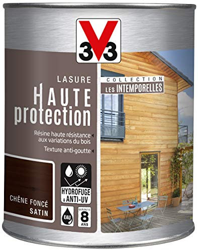 V33 Lasure Haute Protection 8 Ans, Les Intemporelles, Chêne Foncé, 1 L