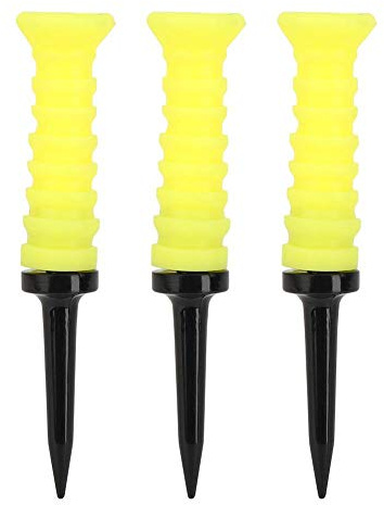 3-teilige elastische Golf-Teessets (83 mm, gelb) – Gummiballhalter für Golfübungsgeräte, Power Reset Tees, Freizeitsport, Training & Übung für Anfänger und Fortgeschrittene