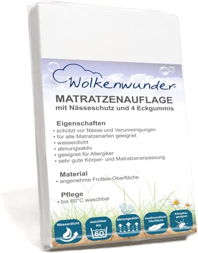 Wolkenwunder Hygieneauflage Matratzenauflage mit Nässeschutz I 4 Eckgummis I wasserdicht I waschbar I atmungsaktiv (200 x 200 cm)