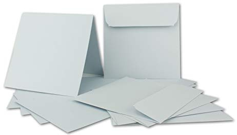ARTOZ FLORETTA 50x quadratische Faltkarten-Set mit Umschlägen - light blue - 15,5 x 15,5 cm - 200 g/m² - pastellfarbenes Papier