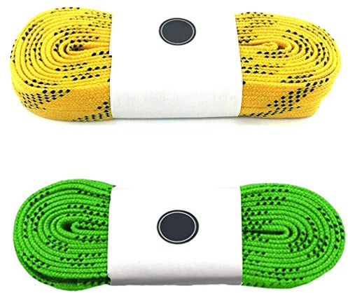 1 Paar Gewachste Skate-Hockey-Schnürsenkel Flache Schnürsenkel Breite Eishockey-Skate- Frostschutz-Schuhschnüre für Hockey-Rollschuhe (Gelb 96 Zoll)