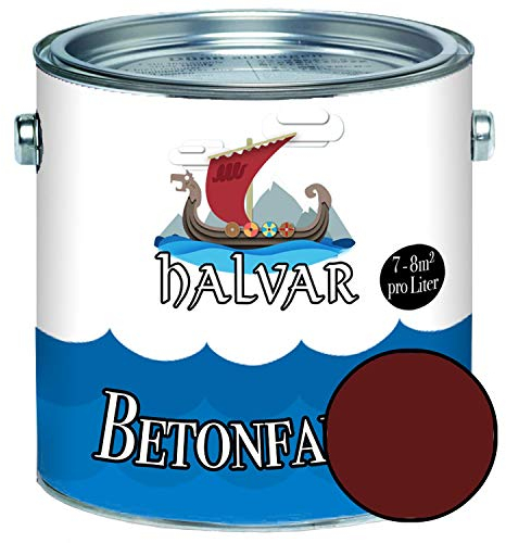 Halvar Betonfarbe/Bodenbeschichtung SEIDENMATT Braun RAL 8000-8028 Fassadenfarbe (1 L, RAL 8012 Rotbraun)