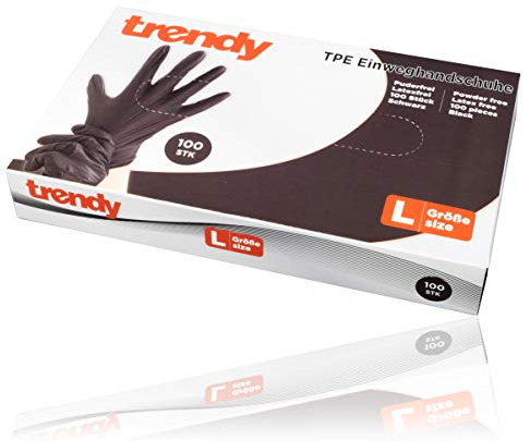 Bock op Kölle 100 TPE Einweghandschuhe Schwarz – Puderfrei & Latexfrei, reißfeste Einmalhandschuhe für Küche, Kosmetik & Reinigung, lebensmittelecht in L