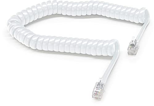 Waytex 39106 Cordon pour Combiné de Téléphone Extensible en Spirale Câble Plat RJ9 35 cm à 2 m