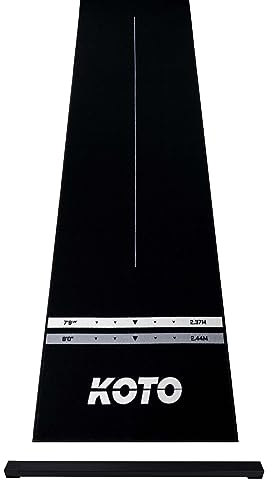 KOTO - Dartteppich Mit Oche Checkout Schwarz 285 x 80 cm, Dartmatte, Score Indikator, rutschfeste Dartmatte