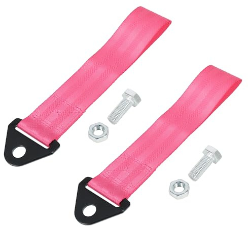 X AUTOHAUX 2 Pz Universale Auto Gancio di Traino Paraurti Rimorchio Cinghia Della Cinghia Con Bullone In Lega Di Alluminio Rosa