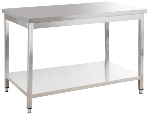 GastroHero Edelstahl Arbeitstisch I Arbeitstisch 100x60 cm mit Grundboden I ohne Aufkantung I Edelstahltisch für Gastronomie I Gasto Tisch AISI 201 (1400 x 700 x 850 mm, ohne Aufkantung)