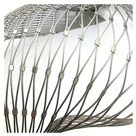 LXBAMKEA Flexible Malla De Cable De Acero Inoxidable, Agujero 8CM Malla De Cables, Resistencia Al Impacto Límite De Protección Malla Alambre Cerca, Campo Fútbol Granja Anticaída Neto (Color : Silver