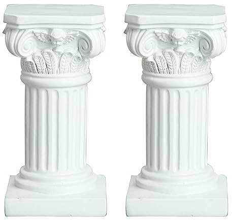 Uziqueif 2 Stück Römische Säule Deko Skulptur im Europäischen Stil - Mini Harz Griechische Säulen Kerzenständer Kerzenhalter Dekosäule Requisiten für Haus Büro Hochzeit Tischdekoration,Weiß