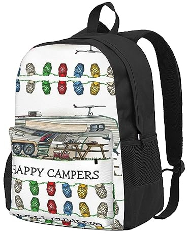 StOlmx Happy Camper Laptop Rucksack Reiserucksack Große Wickeltasche Arzttasche, Schwarz , One size