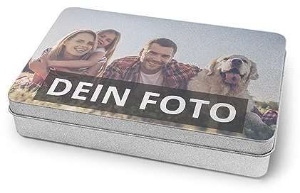 PhotoFancy® - Personalisierte Blechdose mit Foto - Aufbewahrungsdose mit eigenem Motiv selbst gestalten - Klein