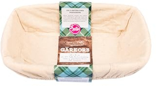 Sallys Gärkorb zum Brotbacken - aus Nachhaltigem Rattan inkl. Leineneinlage 30 °C waschbar, für Brot bis zu 750 g, 25 x 15 cm (Klein, Rechteckig)