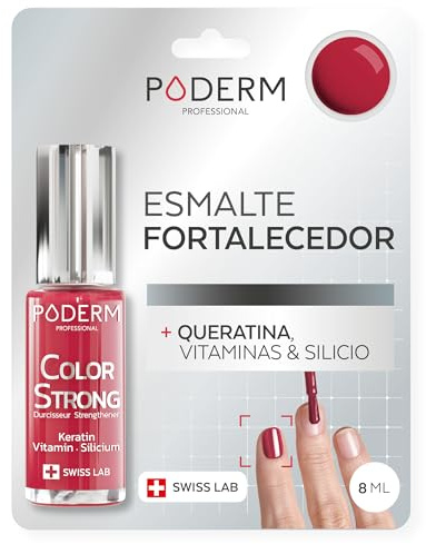 PODERM Nagelhärter Lack - Rose Red | Repariert und Stärkt durch Semipermanenten Nagellack Geschädigte und Geschwächte Nägel | Biotin und Keratin | Entwickelt von einem Podologen in der Schweiz