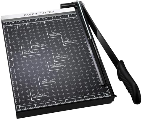 Papierschneider Profi Fotoschneider Papierschneidemaschine Schneidegerät Hebelschneider Schrottmaschineider, für Foto, Papier, Pappe, A4, Schwarz