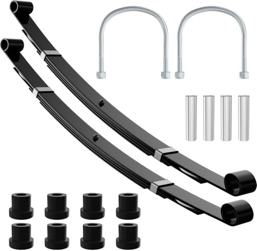 Robustes 4-Blatt-Feder-Set für Golfwagen, geeignet für Golfwagen ab 2004, mit Buchsen, Abstandshalter und U-Bolzen, ersetzt OEM-Nr. 102544901, 1012180, 1015583, 102506401
