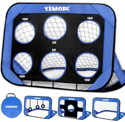 YIMORE Fussballtore für Garten Kinder mit Tragetasche, 4 Spielmodi Mini Fussballtor Kinder Outdoor Indoor, Fußballtor Kinder Geschenk Mädchen Junge ab 6-12 Jahre (‌Acid Blue)