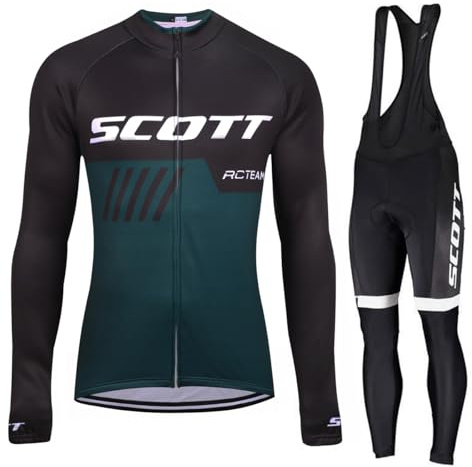 Abbigliamento Ciclismo Uomo Invernale Completo Abbigliamento Ciclismo Bici Pile Maglia Tuta Bicicletta +Pantaloni Imbottiti Con 3D Gel pad Traspirante Sportivo (Grün, M)
