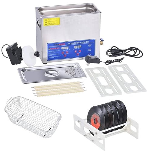 Ultrasonic Vinyl Record Cleaner, 6L Portable Ultrasonic Cleaner - Digital Timer + Heater (Adjustable Temperature), 304 Stainless Steel for Jewelry Watch Retainer