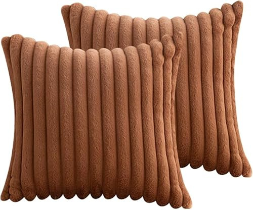 FDEETY 2 Fundas Cojines Acanaladas Textura Piel Conejo Sintético Suaves Decorativas 45x45cm