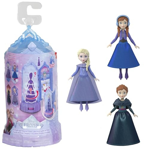 Mattel Disney Die Eiskönigin Kleine Überraschungspuppen und Miniaturschloss-Spielsets, Eisschloss-Drehüberraschung aus den Filmen (Stile können abweichen), JCR90