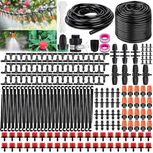 Système d'irrigation Jardin, Kit d'irrigation Goutte, 50M+8M Kit Arrosage Automatique, Kit d'irrigation Goutte à Goutte Système d'irrigation pour Jardin pour Jardin pelouse Serre Plantes