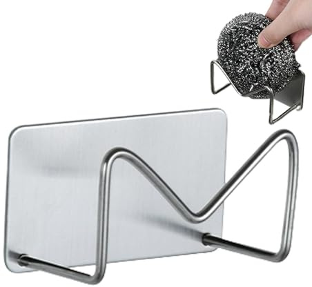 Soporte De Esponja Adhesivo, Estante De Esponja De Acero Inoxidable, Soporte para estropajo de platos Soporte para colgar esponjas, Estante de almacenamiento adhesivo fuerte, accesorios de cocina, sos