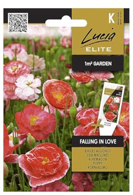 Lucia Elite | Papavero da campo - FALLING IN LOVE semi | Semi di fiori | Semi di piante |Nuova varietà di fiori annuali con fiori semidoppi, rosa e bicolore| Semi da giardino | 1 confezione