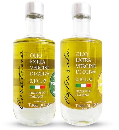 Terre di Lidia Sapori e Saperi di Puglia Kit Assaggio Olio EVO (2x100ml) | Coratina e Ogliarola 100% Italiano | Estratto a Freddo | Idea Regalo