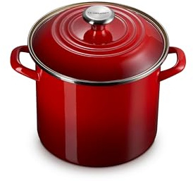 Le Creuset Enamel on Steel Traditional Stockpot, 8 qt., Cerise with Stainless Steel Knob